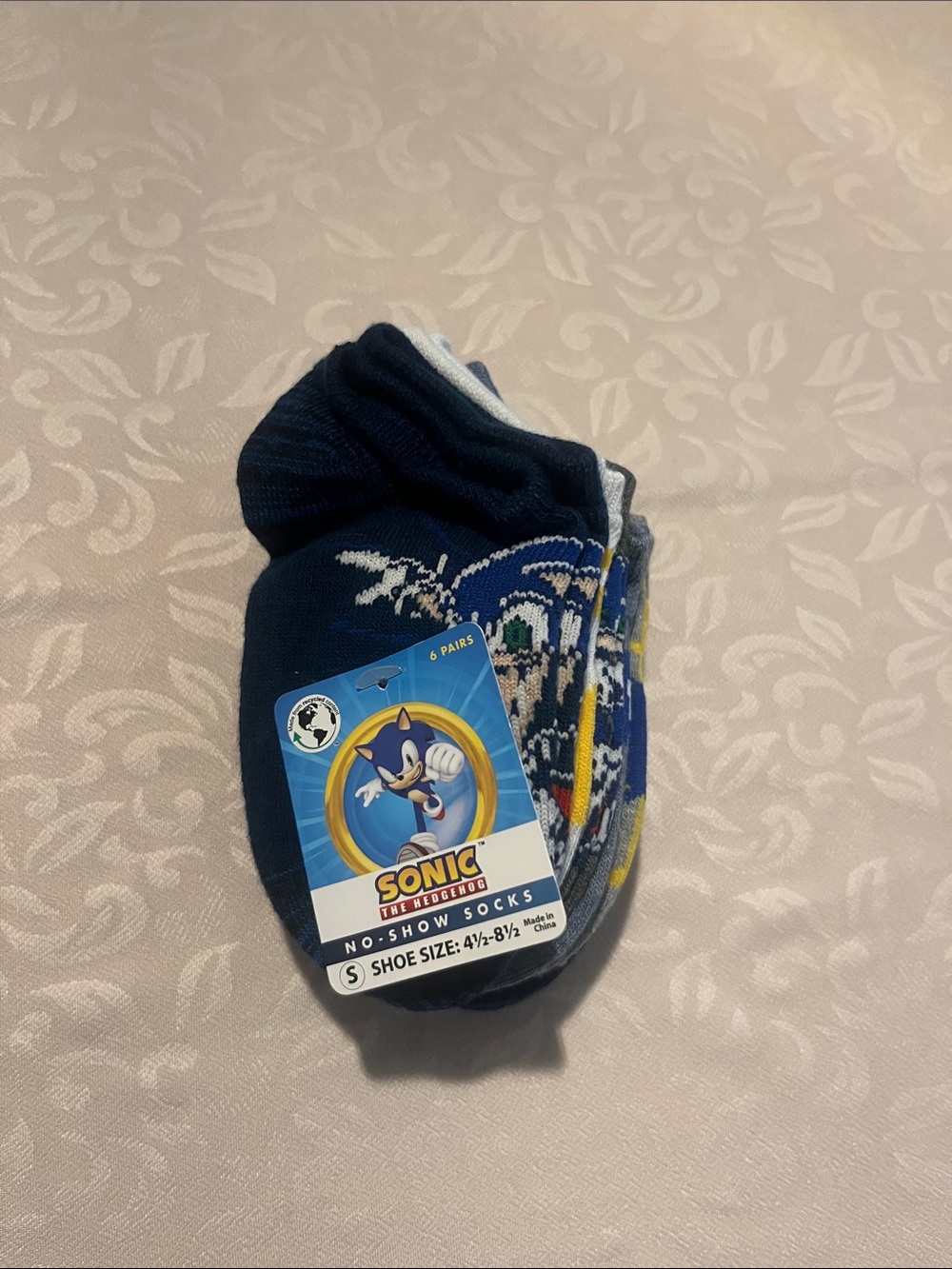 5/$20 NWT Sonic The Hedgehog No Show Socks 6 Pairs Size Small (4&1/2-8&1/2)